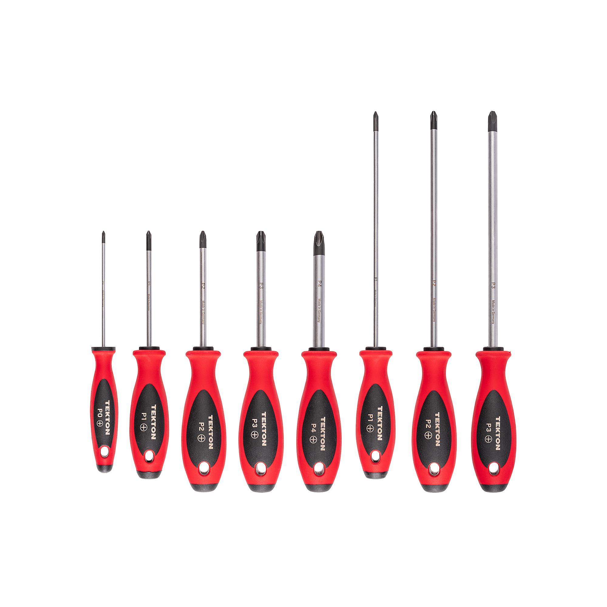 TEKTON Phillips Screwdriver Set -  4, 8 Inch Shanks, 8-Piece (#0 - #4) | DWP90000